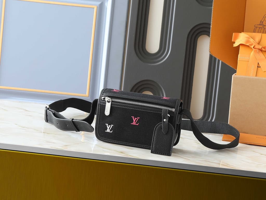 Louis Vuitton Black Embroidered Initials Mini Bumbag