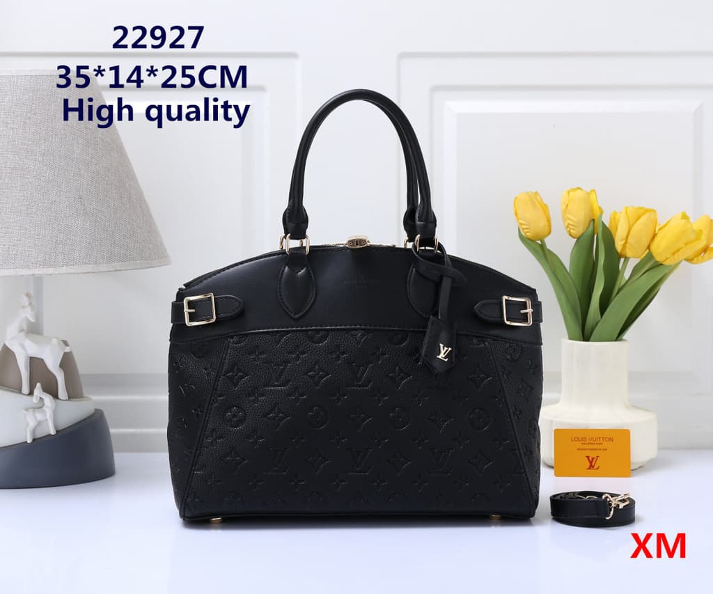 Louis Vuitton 22927 Black Embossed Monogram Top Handle Bag