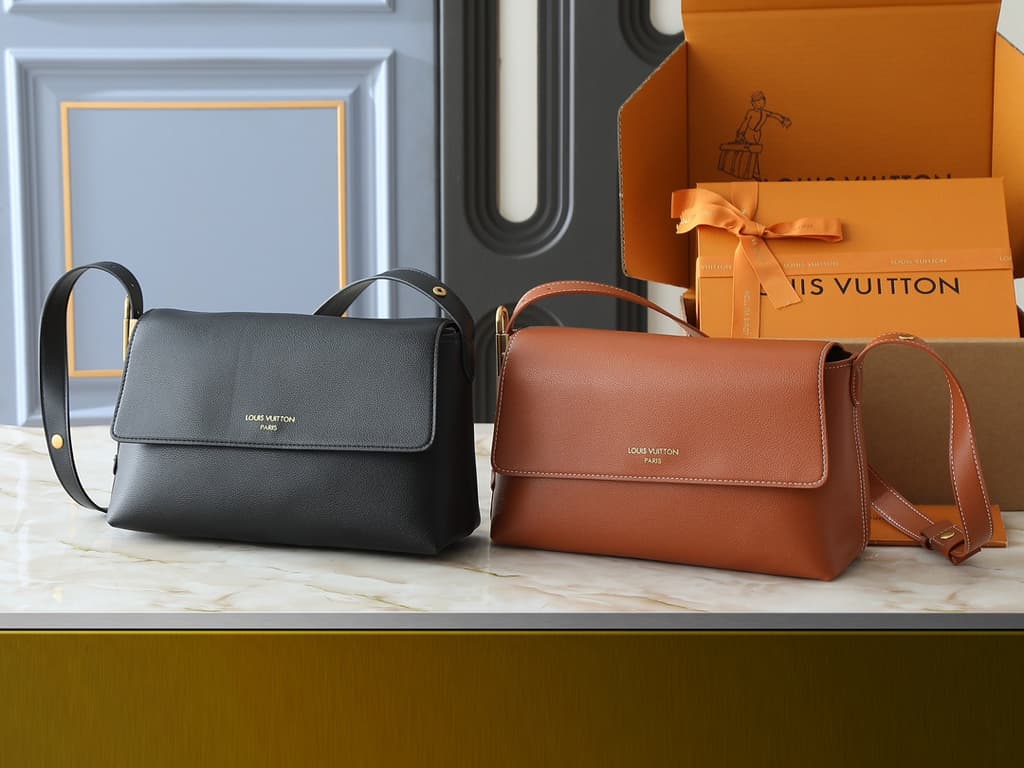 Louis Vuitton Grained Leather Flap Shoulder Bag