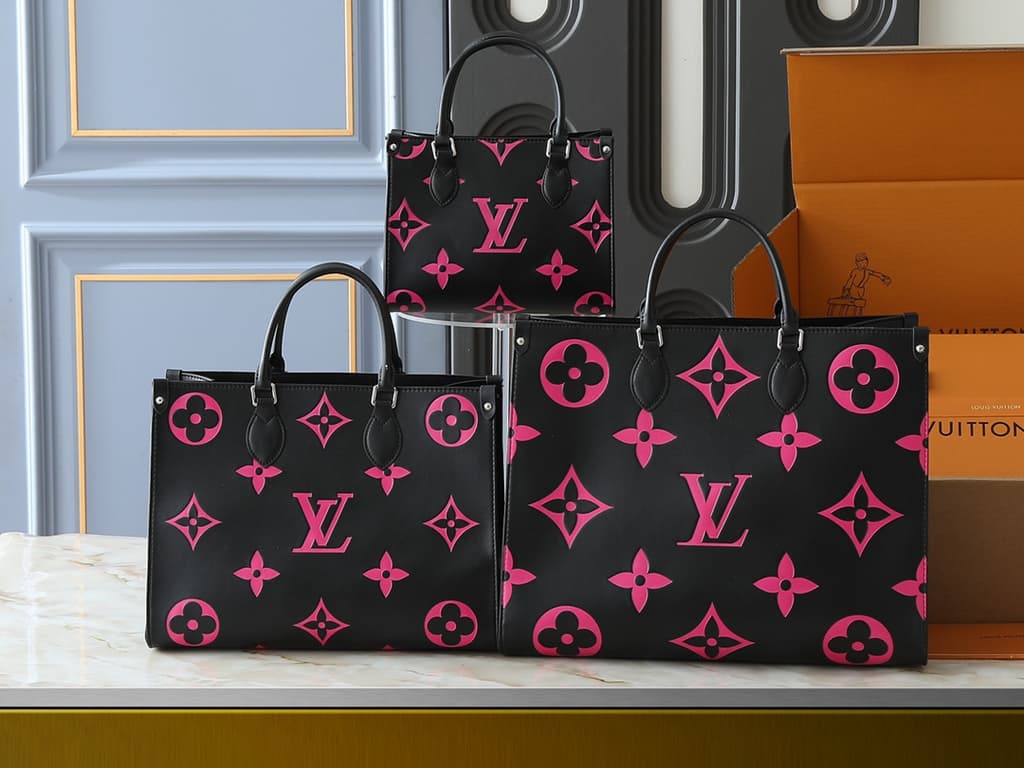 Louis Vuitton Black and Pink Monogram Small Tote Bag