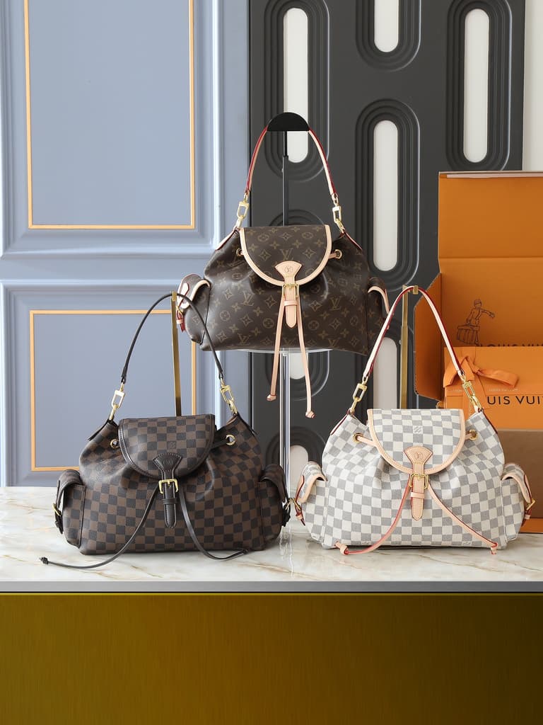 Louis Vuitton Damier Azur Shoulder Bucket Bag with Side Pockets