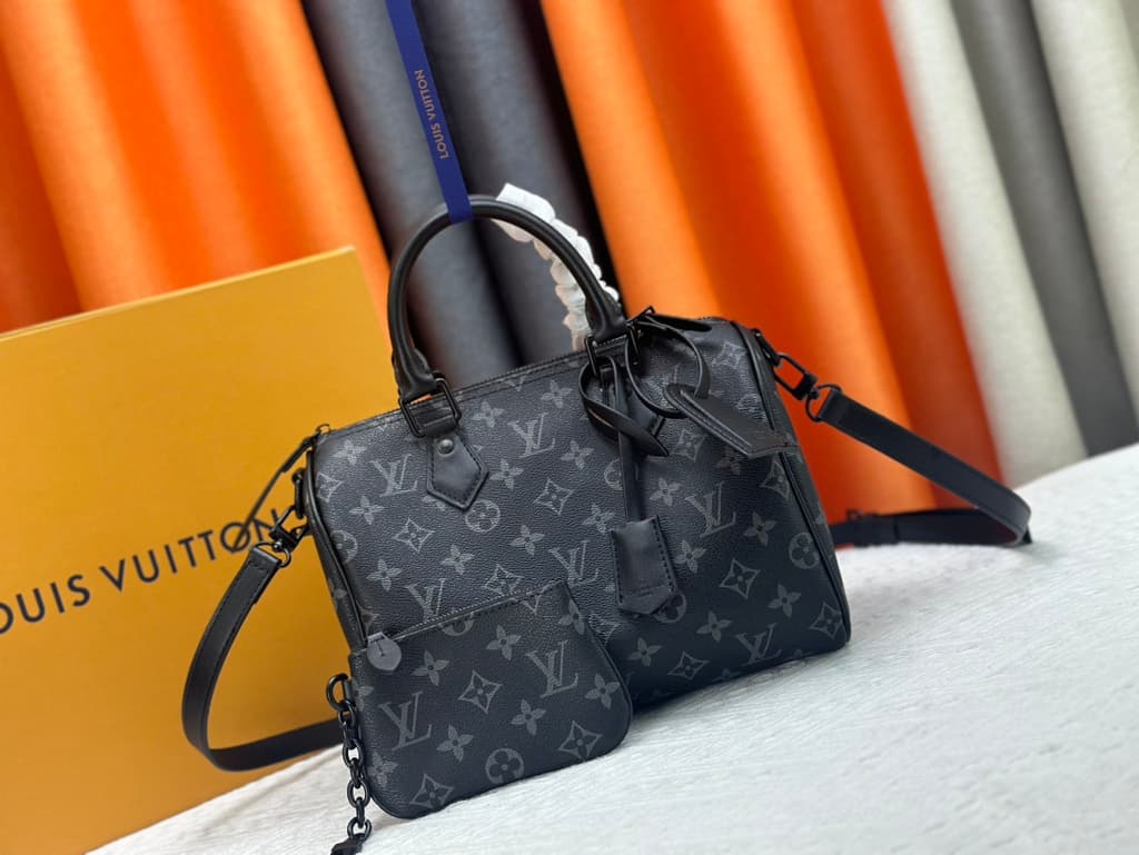 Louis Vuitton Monogram Eclipse Speedy Bag with Pouch - Black