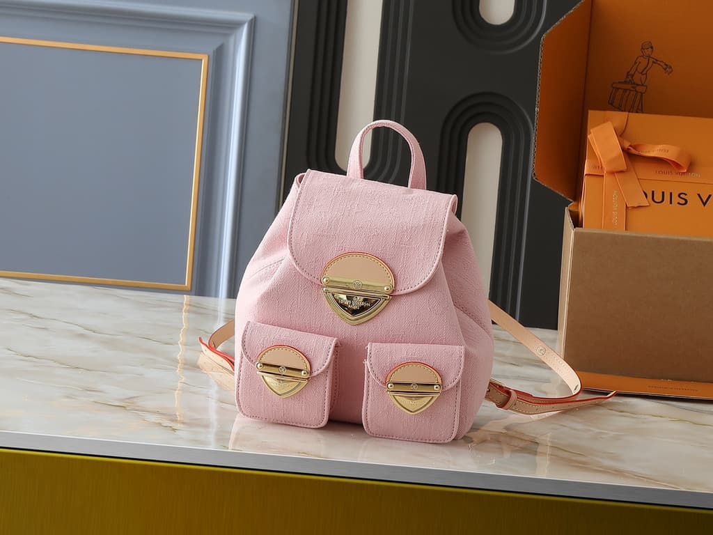 Louis Vuitton Monogram Denim Montsouris Backpack - Pink
