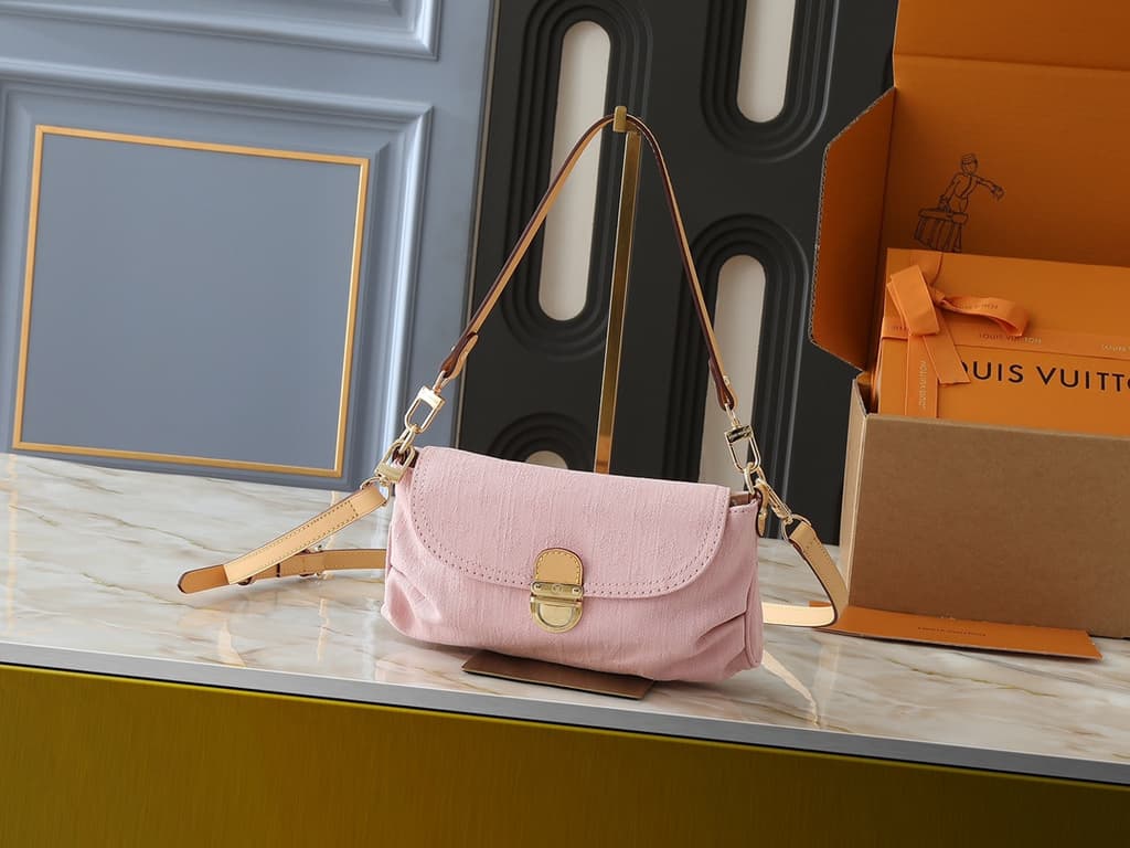 Louis Vuitton Denim Flap Shoulder Bag - Pink