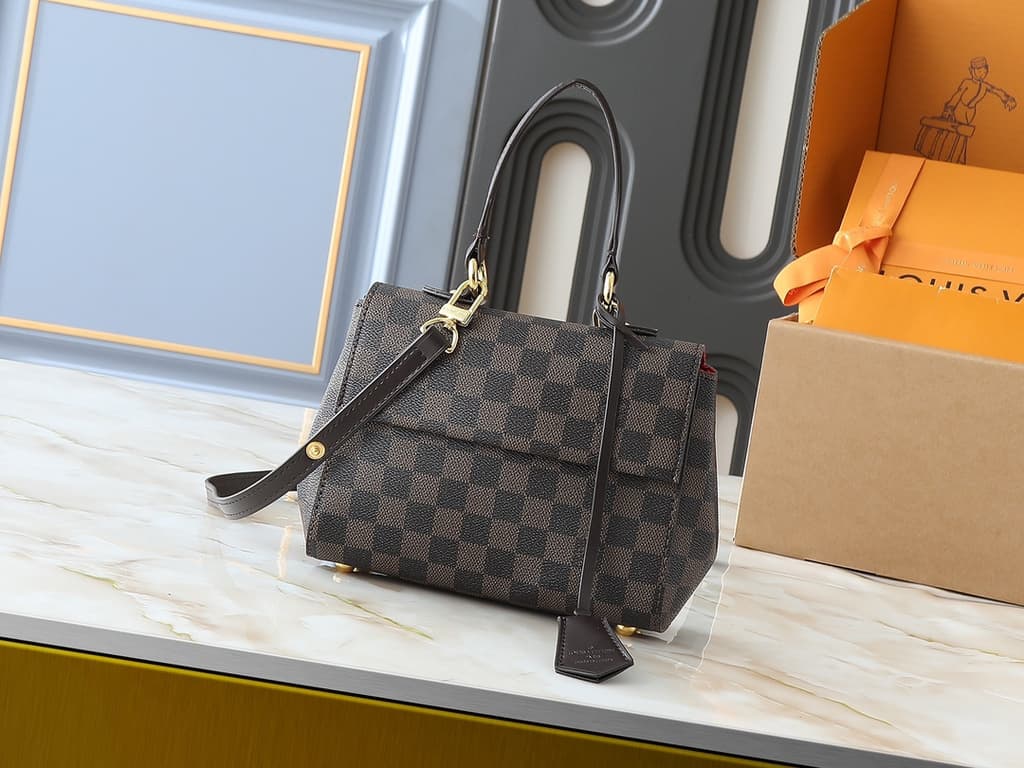 Louis Vuitton Damier Ebene Flap Top Handle Bag - Brown